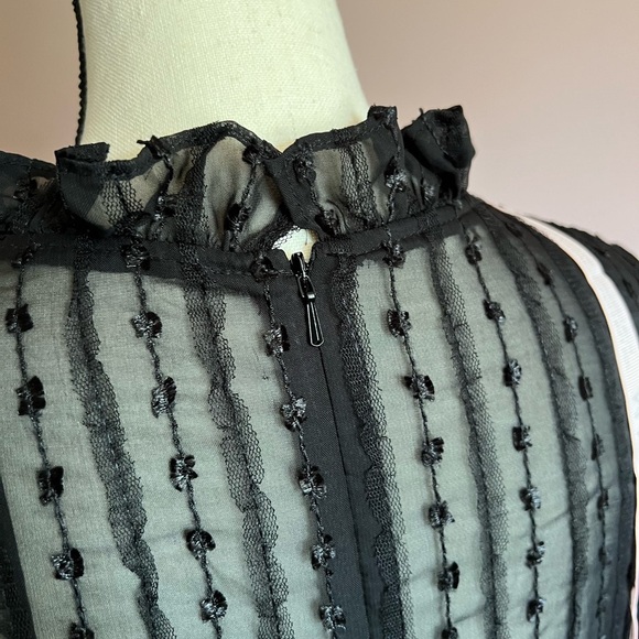 Ieena for Mac Duggal Black Embroidered Long Sleeve Ruffle Dress Size 14 NWT - Picture 8 of 10